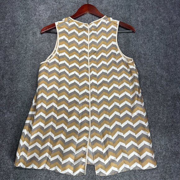 Rag & Bone Top Womens Medium Sleeveless Blouse Silk Print Zip Back Neck - Picture 6 of 7